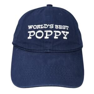 World's Best Poppy Slideback Baseball Cap Blue One Size Adjustable Cotton Trendy